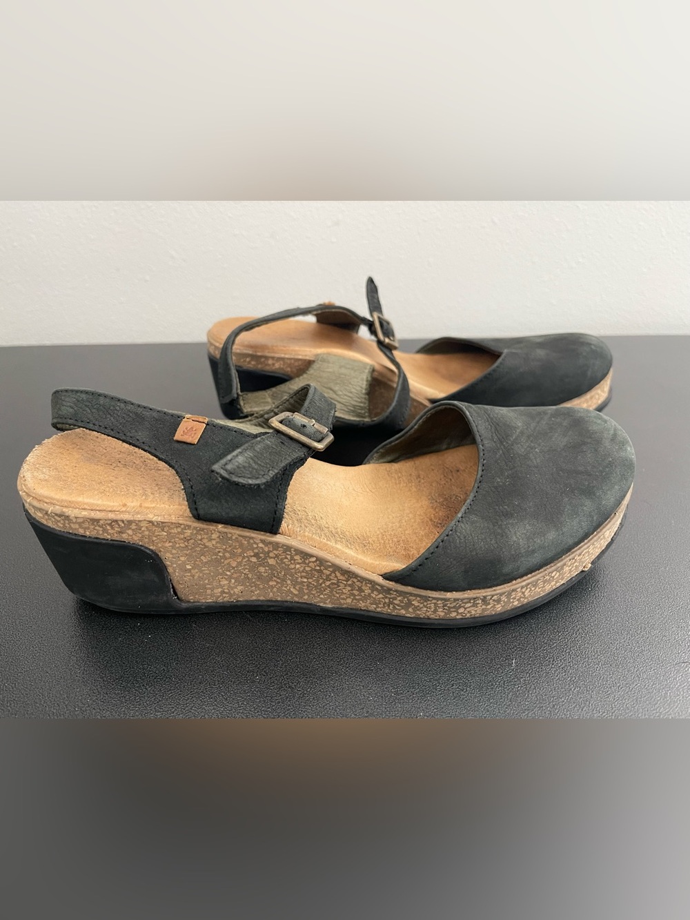Women’s El Naturalista Leaves N5001 Mule Wedge Suede Platform Mary Jane Sandals
